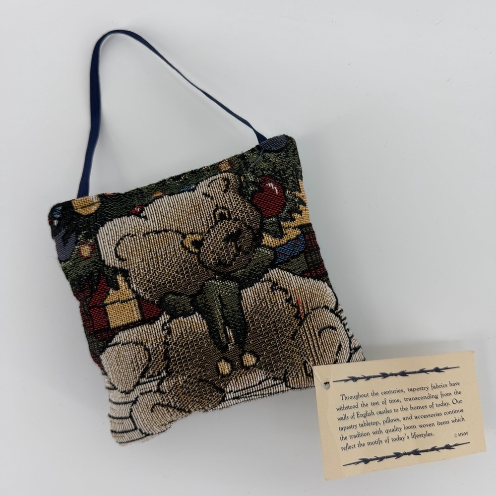NEW Beary Christmas Tapestry Ornament, Door Hanger Pillow, Made in USA, NWT